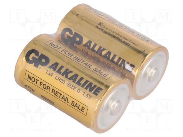 Battery: alkaline; D; 1.5V; non-rechargeable; 2pcs. GP BAT-LR20/GP-I-S2