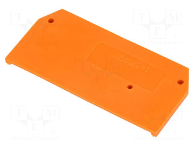 End/partition plate; orange; spring clamp; 281; 2.5x29x59mm WAGO 281-329