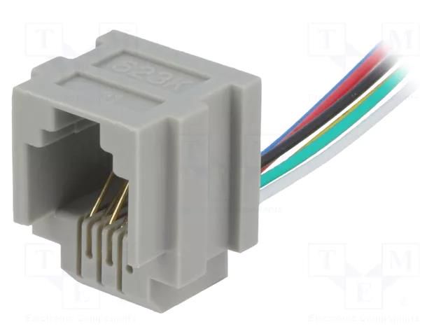 Connector: RJ12; socket; 150mm; PIN: 6; with panel stop blockade CONNFLY RJ12GL