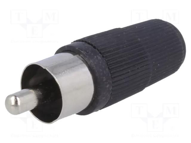 Connector: RCA; plug; male; straight; soldering; black; for cable NINIGI CC-001