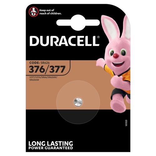 Silver Oxide Battery 377 (SR66, V377, SR626SW) 1.55V 24mAh Duracell D377 5000394062986