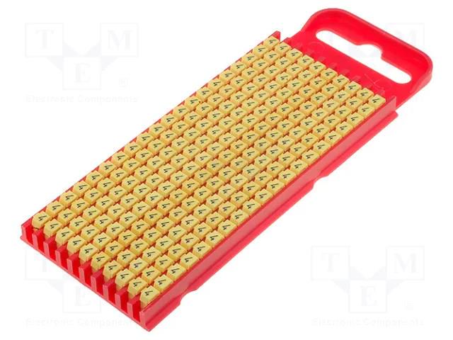 Markers; Marking: 4; 2÷2.8mm; polyamide; yellow; -40÷85°C; push-in HELLERMANNTYTON WIC1-4-YE
