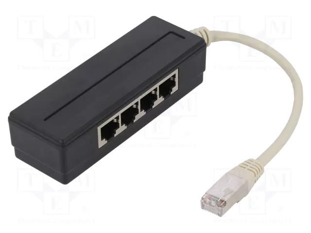 Splitter; RJ45 socket x4,RJ45 plug; black LOGILINK LOG-MP0032