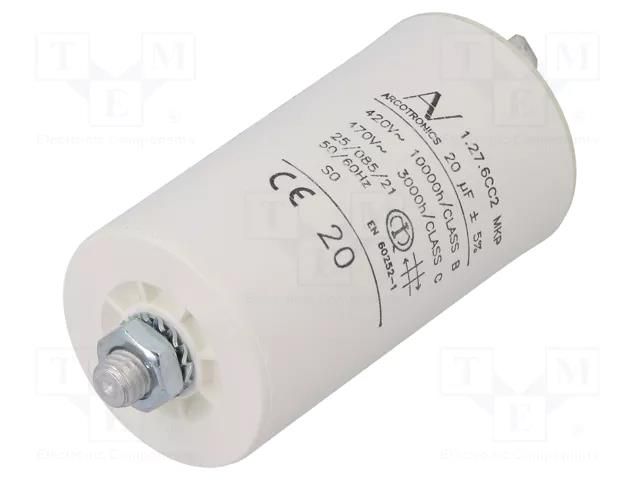 Capacitor: polypropylene; motors, run; 20uF; 420VAC; Ø45x74mm; ±5% KEMET C276CC25200AA0J