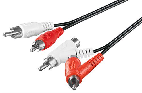 Stereo Connector Cable, RCA with Passthrough, 1.5 m - 2 RCA male > 2 RCA male/female 50214