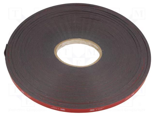 Tape: fixing; W: 9mm; L: 33m; Thk: 1.1mm; acrylic; black 3M 3M-5952-9-33