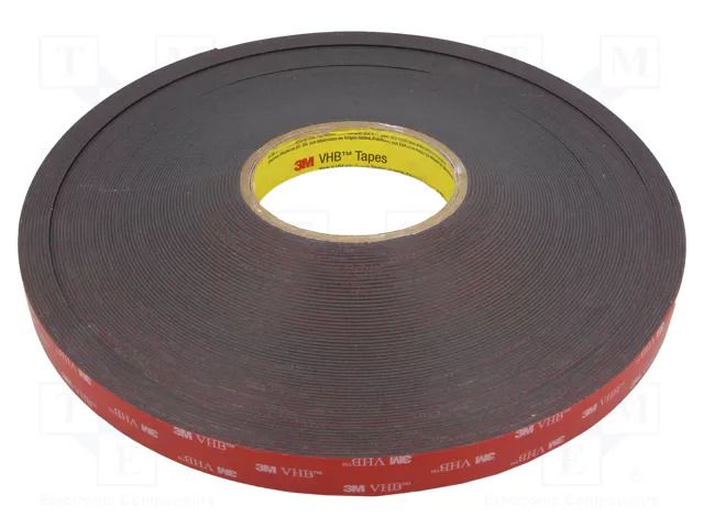 Tape: fixing; W: 19mm; L: 33m; Thk: 1.1mm; acrylic; black 3M 3M-5952-19-33