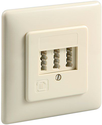 3x TAE-NFN Wall Plate, Flush Mount, beige - with screw connection 50264