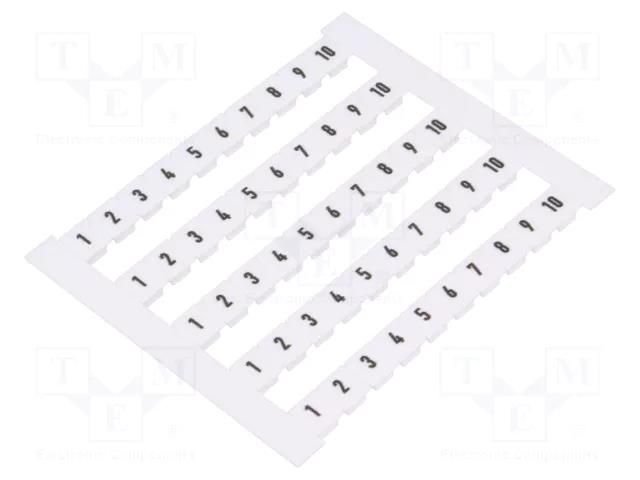 Marker; horizontal; white; 5mm; Marking: 1-10 WEIDMÜLLER DEK5-FWZ1-10