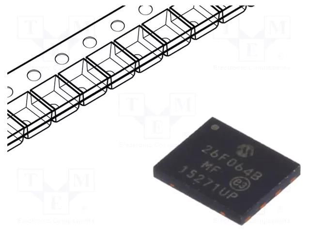 IC: memory; 64MbFLASH; SDI,SPI,SQI; 104MHz; 2.3÷3.6V; TDFN8; serial MICROCHIP TECHNOLOGY 26VF064B-104V/MF