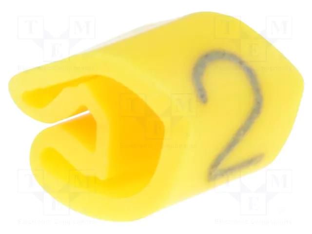 Markers; Marking: 2; 3÷5mm; PVC; yellow; -30÷80°C; leaded; UL94V-0 WEIDMÜLLER WM-CLI1-3GE/SW-2MP