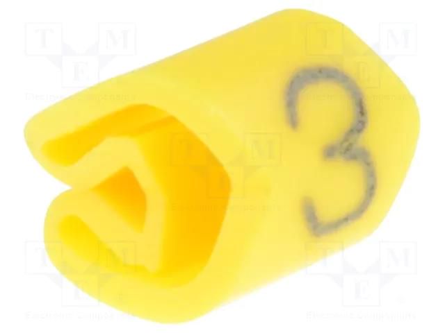 Markers; Marking: 3; 3÷5mm; PVC; yellow; -30÷80°C; leaded; UL94V-0 WEIDMÜLLER WM-CLI1-3GE/SW-3MP