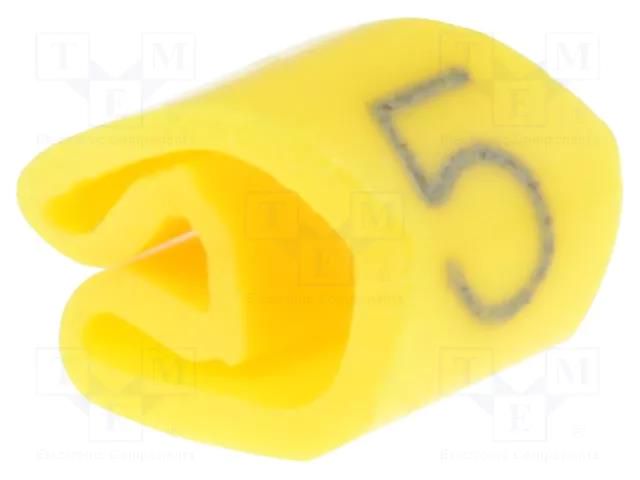 Markers; Marking: 5; 3÷5mm; PVC; yellow; -30÷80°C; leaded; UL94V-0 WEIDMÜLLER WM-CLI1-3GE/SW-5MP