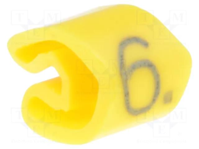 Markers; Marking: 6; 3÷5mm; PVC; yellow; -30÷80°C; leaded; UL94V-0 WEIDMÜLLER WM-CLI1-3GE/SW-6MP