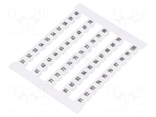 Marker; horizontal; white; 5mm; Marking: 51-100 WEIDMÜLLER DEK5-FW51-100
