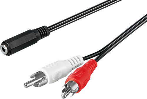 Audio Cable Adapter, 3.5 mm Female to RCA Male, 1.4 m, black - 3.5 mm female (3-pin, stereo) > 2 RCA male (audio left/right) 50442