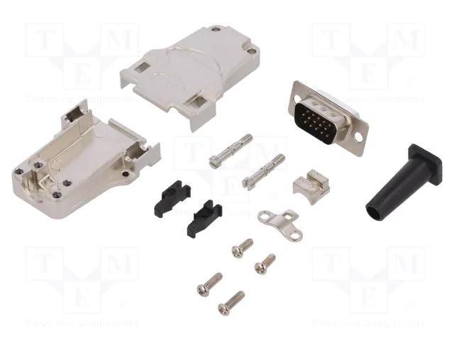 Connector: D-Sub HD; PIN: 15; plug; male; soldering; for cable ENCITECH DTZF09-HDP15-K