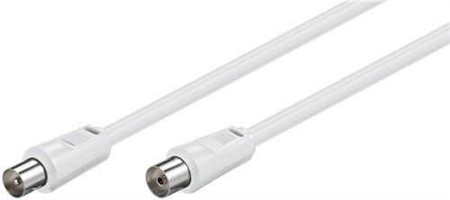 Antenna Cable (80 dB), Double Shielded, 10 m, white - coaxial plug > coaxial socket (fully shielded) 50716