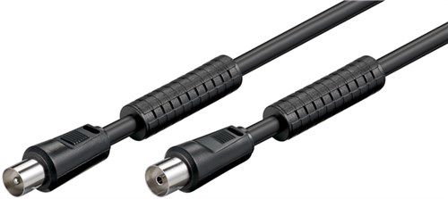 Antenna Cable with Ferrite (80 dB), Double Shielded, 2.5 m, black - coaxial plug > coaxial socket (fully shielded) 50729