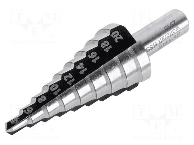 Drill bit; Ø: 4÷20mm; high speed steel; 8mm; Steps: 9 WOLFCRAFT WF2515000