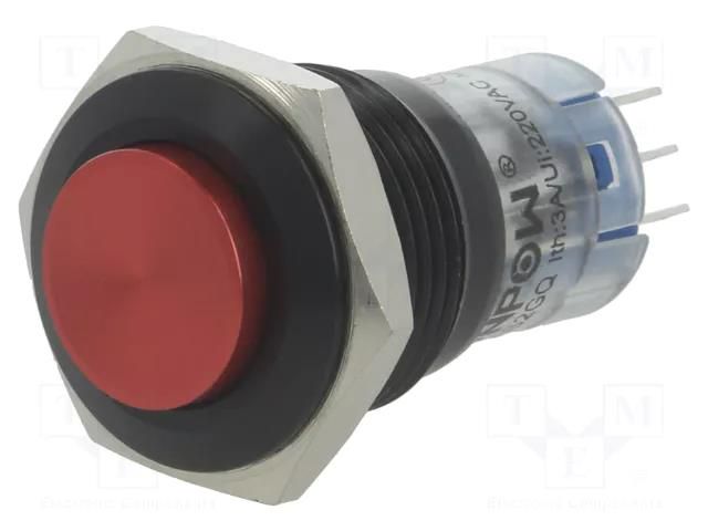 Switch: vandal resistant; Pos: 2; SPDT; 0.5A/220VAC; 1A/24VDC; IP40 ONPOW V16-21-R-A