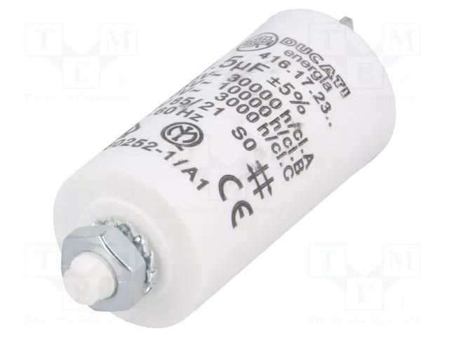 Capacitor: polypropylene; motors, run; 1.5uF; 475VAC; Ø28x55mm DUCATI ENERGIA 4.16.17.23.27