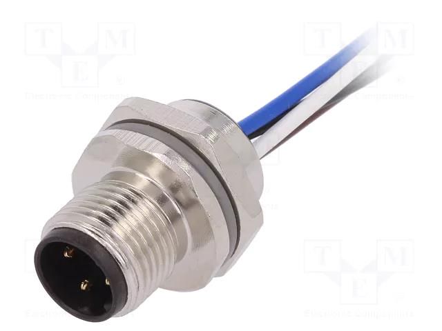 Connector: M12; socket; PIN: 4; male; D code-Ethernet; cables; IP67 TE Connectivity T4171210504-001