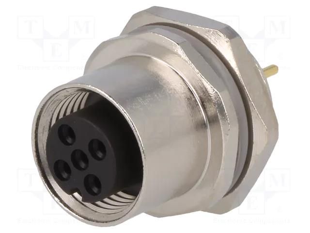 Connector: M12; socket; PIN: 3; female; 250V; straight; IP67; THT TE Connectivity T4143012031-000