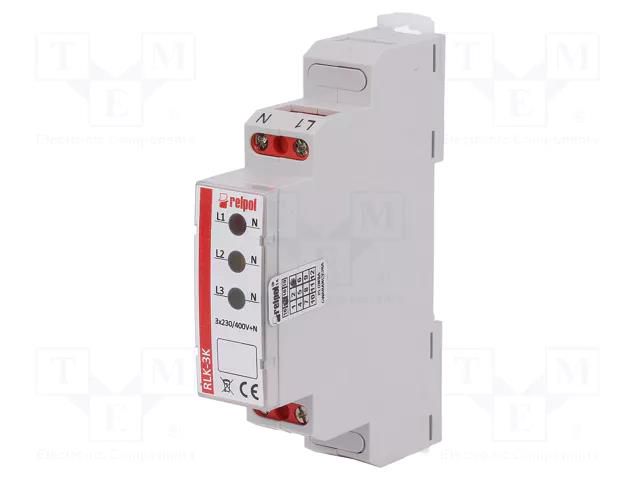 Module: voltage indicator; 230÷400VAC; IP20; RLK; Indication: LED RELPOL RLK-3K