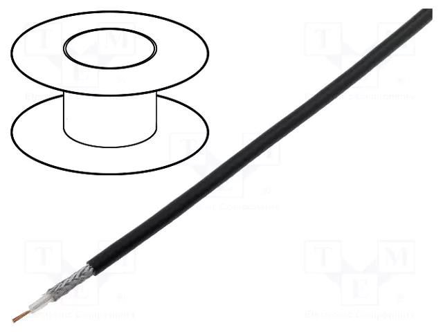 Wire: coaxial; RG174; PVC; black; 250m; Øcable: 2.7mm TECHNOKABEL YWL50-0.45/1.3