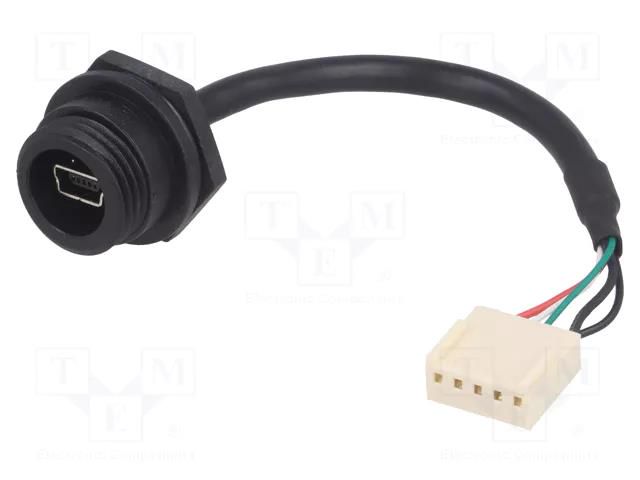 Cable; USB mini Buccaneer; USB B mini socket,5pin plug; 0.108m BULGIN PX0443