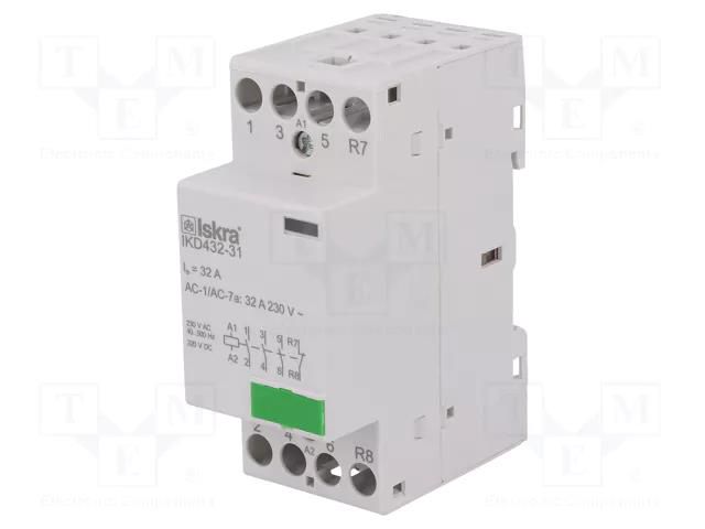 Contactor: 4-pole installation; 32A; 230VAC,220VDC; NC + NO x3 ISKRA IKD432-31/230V