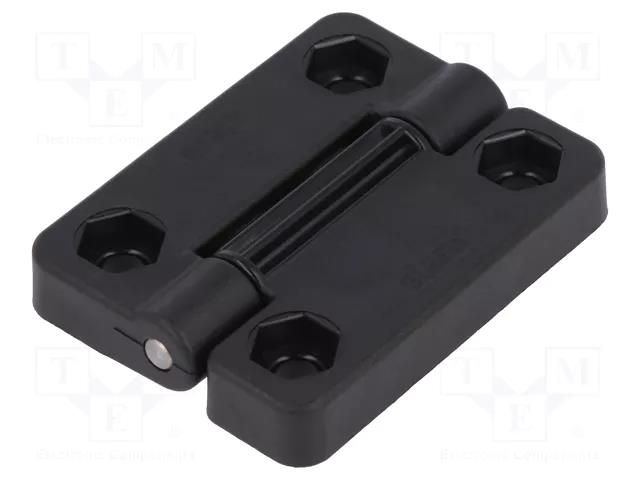 Hinge; Width: 49.5mm; technopolymer PA; black; H: 65mm ELESA+GANTER CFV65EH-6