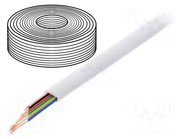 Wire: telecommunication cable; 6x28AWG; stranded; white; 100m BQ CABLE TEL-0034-100/WH