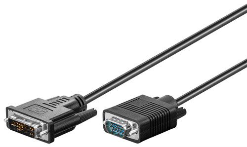 DVI-A/VGA Full HD Cable, nickel-plated, 1 m, black - DVI-A male (12+5 pin) > VGA male (15-pin) 50989