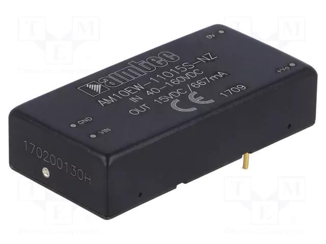 Converter: DC/DC; 10W; Uin: 40÷160VDC; Uout: 15VDC; Iout: 0.667A AIMTEC AM10EW-11015S-NZ