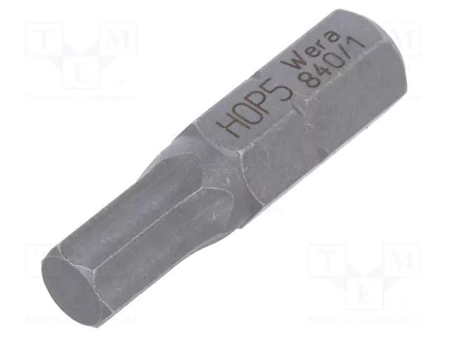 Screwdriver bit; hex key; HEX 5mm; Overall len: 25mm WERA WERA.840/1Z/5