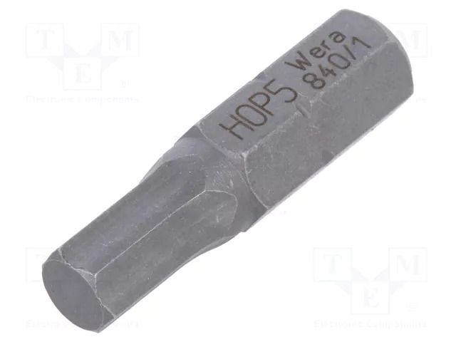 Screwdriver bit; hex key; HEX 5mm; 1/4"; Overall len: 25mm WERA WERA.840/1Z/5