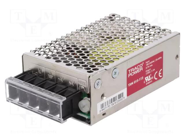 Power supply: switching; for building in,modular; 15W; 12VDC TRACO POWER TXM015-112