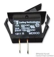 SWITCH, ROCKER, SPST, 20A, 250VAC, BLACK TA22B-TLB-B-XLT1