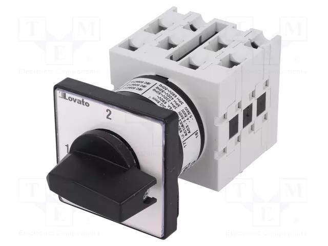 Switch: cam switch; Stabl.pos: 2; 16A; 1-2; panel; Poles: 3; Pos: 2 LOVATO ELECTRIC GX1656U