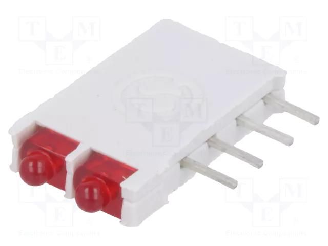 LED; in housing; 1.8mm; No.of diodes: 2; red; 10mA; 38°; 13mcd; 2VDC SIGNAL-CONSTRUCT DBI01300