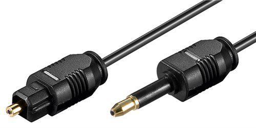 Toslink to Mini-Toslink Cable, 1 m - 3.5 mm mini Toslink male > Toslink male, ø 2.2 mm 51224