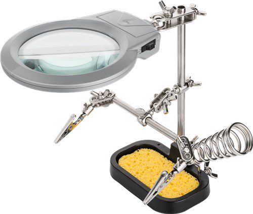 Soldering Aid with Magnifying Glass - Third Hand, black - helping hand for all fine soldering and handicraft work 51226