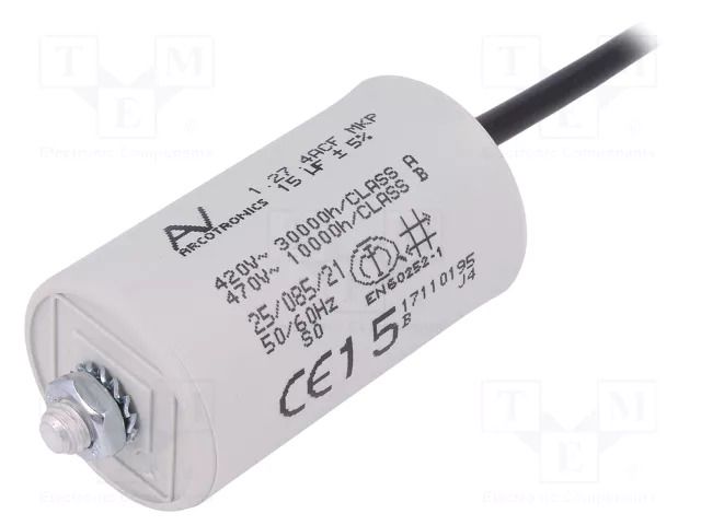 Capacitor: polypropylene; motors, run; 15uF; 470VAC; Ø40x73.5mm KEMET C274ACF5150WA0J