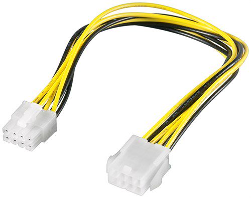 EPS PC Power Extension Cable, 8-Pin, 0.28 m - EPS male > EPS female 51361