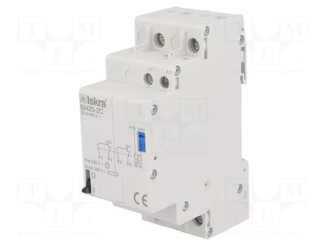 Relay: installation; bistable,impulse; DPDT; Ucoil: 230VAC; BI; 25A ISKRA BI425-2C/230VAC