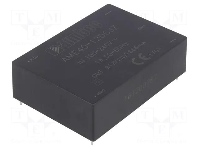Converter: AC/DC; 40W; Uin: 85÷264VAC,100÷370VDC; Uout: 12VDC; 84% AIMTEC AME40-12DCJZ