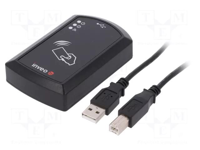 RFID reader; 10÷24V; I-CODE; USB; antenna,LED status indicator INVEO RFID-USB-DESK-ICO