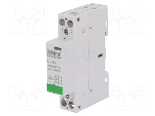 Contactor: 2-pole installation; 32A; 230VAC; NO x2; IKA ISKRA IKA232-20/230V
